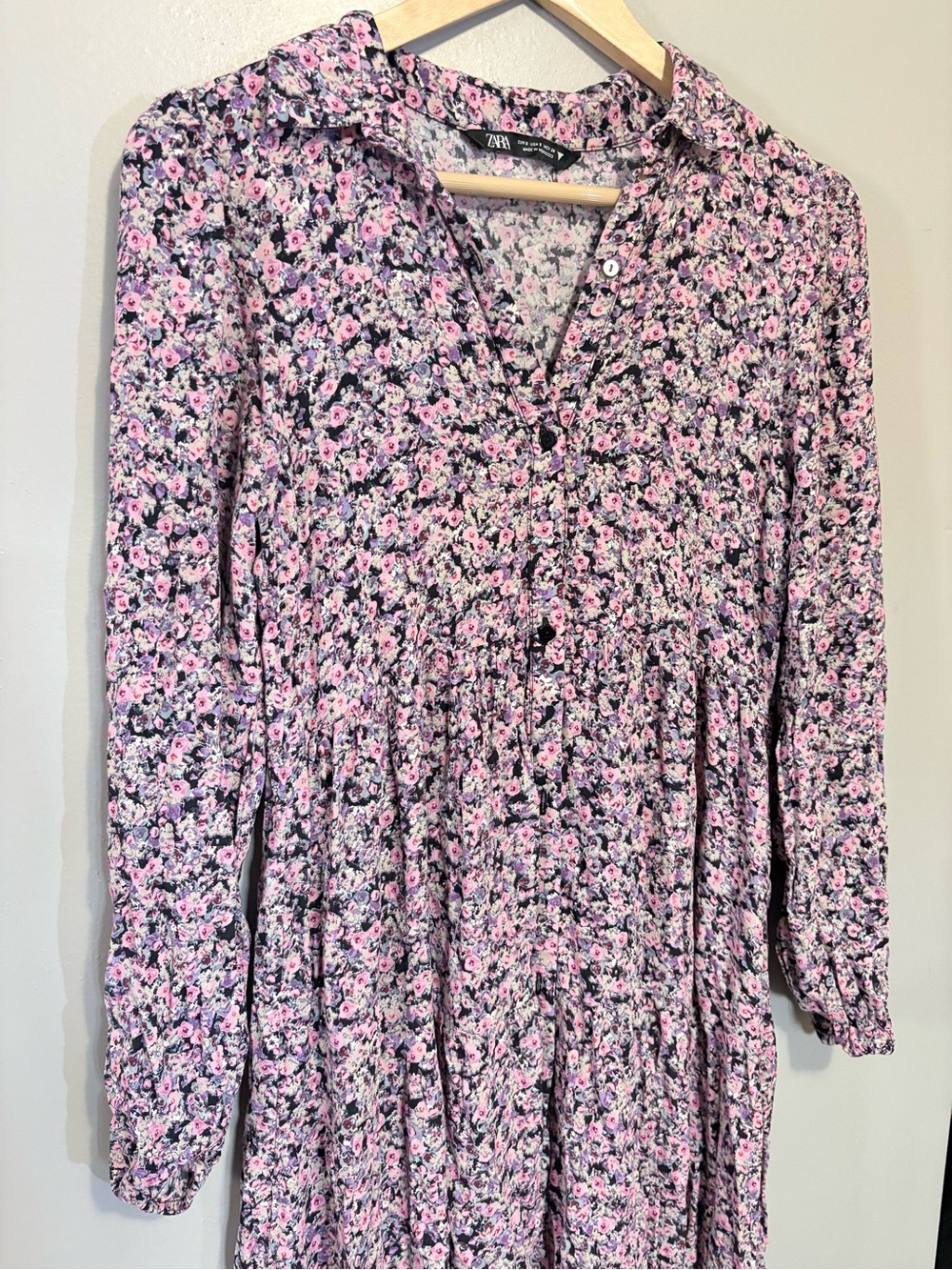 Zara 100% Viscose Floral Long Sleeve Maxi Dress - Picture 1 of 6